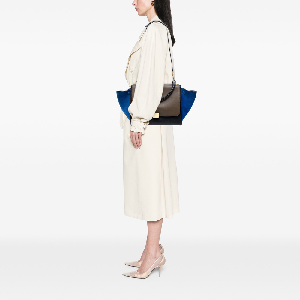 Pre-Loved Celine Medium Tricolor Calfskin and Suede Trapeze Satchel - Picture 7 of 7